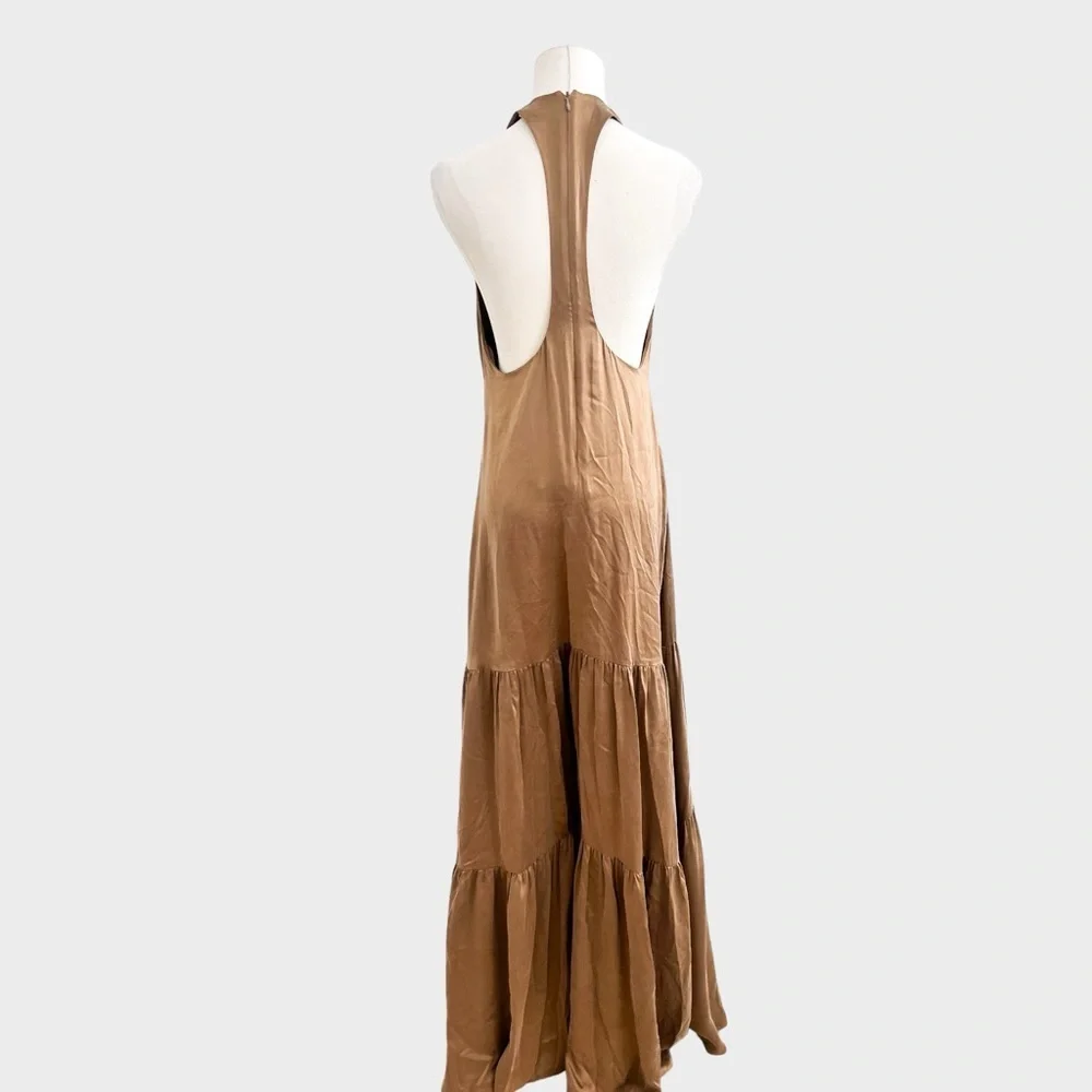 L’AGENCE Brown Talia Tiered Maxi Dress (Sz 4) - Picture 6 of 8